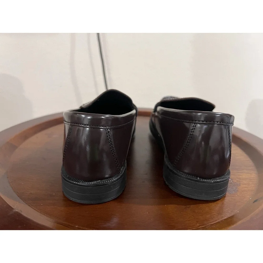 Florsheim Kids Croquet Penny Loafer Burgundy Leather Slip On Shoes Dress 3.5 W